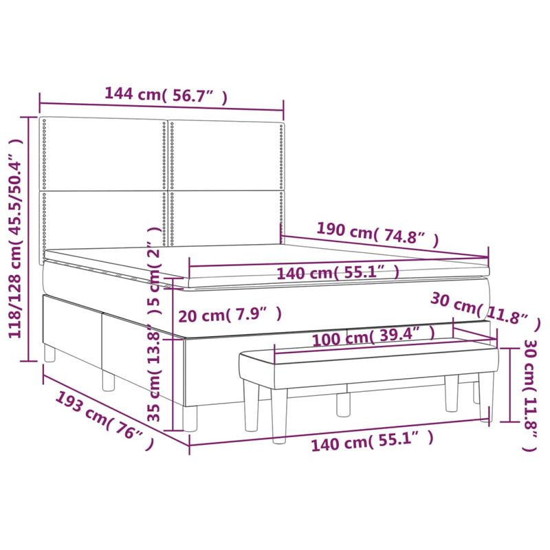 Casa si Gradina - Mobilier - Paturi si accesorii - Paturi - Pat box spring cu saltea, negru, 140x190 cm, catifea - Infinity.ro