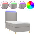 Casa si Gradina - Mobilier - Paturi si accesorii - Paturi - Pat cu arcuri, saltea si LED, gri deschis, 90x200 cm, textil - Infinity.ro