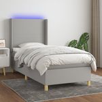 Casa si Gradina - Mobilier - Paturi si accesorii - Paturi - Pat cu arcuri, saltea si LED, gri deschis, 90x200 cm, textil - Infinity.ro