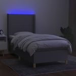 Casa si Gradina - Mobilier - Paturi si accesorii - Paturi - Pat cu arcuri, saltea si LED, gri deschis, 90x200 cm, textil - Infinity.ro