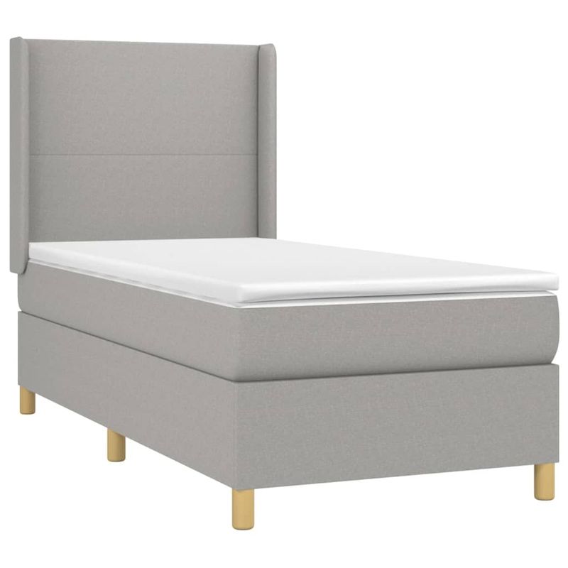 Casa si Gradina - Mobilier - Paturi si accesorii - Paturi - Pat cu arcuri, saltea si LED, gri deschis, 90x200 cm, textil - Infinity.ro