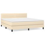 Casa si Gradina - Mobilier - Paturi si accesorii - Paturi - Pat box spring cu saltea, crem, 160x200 cm, material textil - Infinity.ro