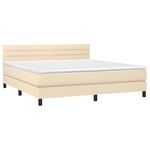 Casa si Gradina - Mobilier - Paturi si accesorii - Paturi - Pat box spring cu saltea, crem, 160x200 cm, material textil - Infinity.ro