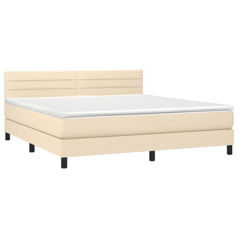 Casa si Gradina - Mobilier - Paturi si accesorii - Paturi - Pat box spring cu saltea, crem, 160x200 cm, material textil - Infinity.ro