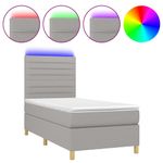 Casa si Gradina - Mobilier - Paturi si accesorii - Paturi - Pat cu arcuri, saltea si LED, gri deschis, 90x190 cm, textil - Infinity.ro