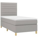 Casa si Gradina - Mobilier - Paturi si accesorii - Paturi - Pat cu arcuri, saltea si LED, gri deschis, 90x190 cm, textil - Infinity.ro