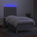 Casa si Gradina - Mobilier - Paturi si accesorii - Paturi - Pat cu arcuri, saltea si LED, gri deschis, 90x190 cm, textil - Infinity.ro