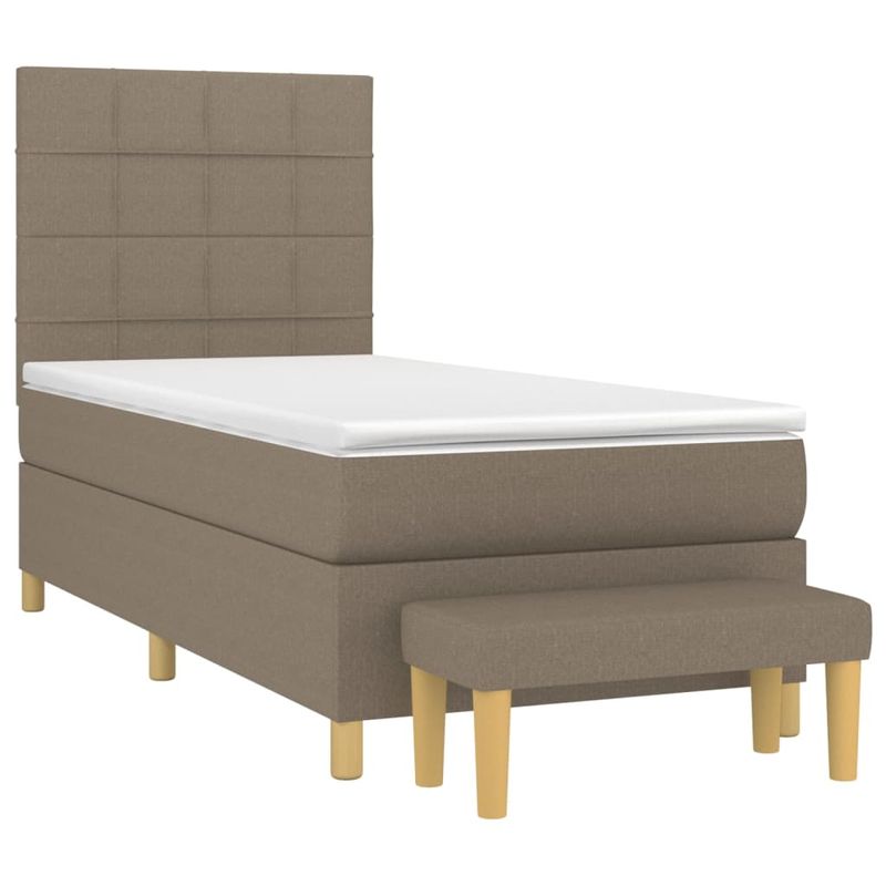 Casa si Gradina - Mobilier - Paturi si accesorii - Paturi - Pat box spring cu saltea, gri taupe, 90x190 cm, textil - Infinity.ro