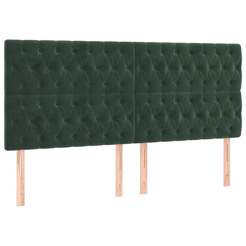 Casa si Gradina - Mobilier - Paturi si accesorii - Paturi - Pat cu arcuri, saltea si LED, verde inchis, 200x200 cm, catifea - Infinity.ro