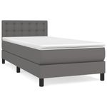 Casa si Gradina - Mobilier - Paturi si accesorii - Paturi - Pat box spring cu saltea, gri, 80x200 cm, piele ecologica - Infinity.ro