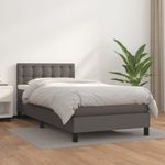Casa si Gradina - Mobilier - Paturi si accesorii - Paturi - Pat box spring cu saltea, gri, 80x200 cm, piele ecologica - Infinity.ro