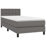 Casa si Gradina - Mobilier - Paturi si accesorii - Paturi - Pat box spring cu saltea, gri, 80x200 cm, piele ecologica - Infinity.ro