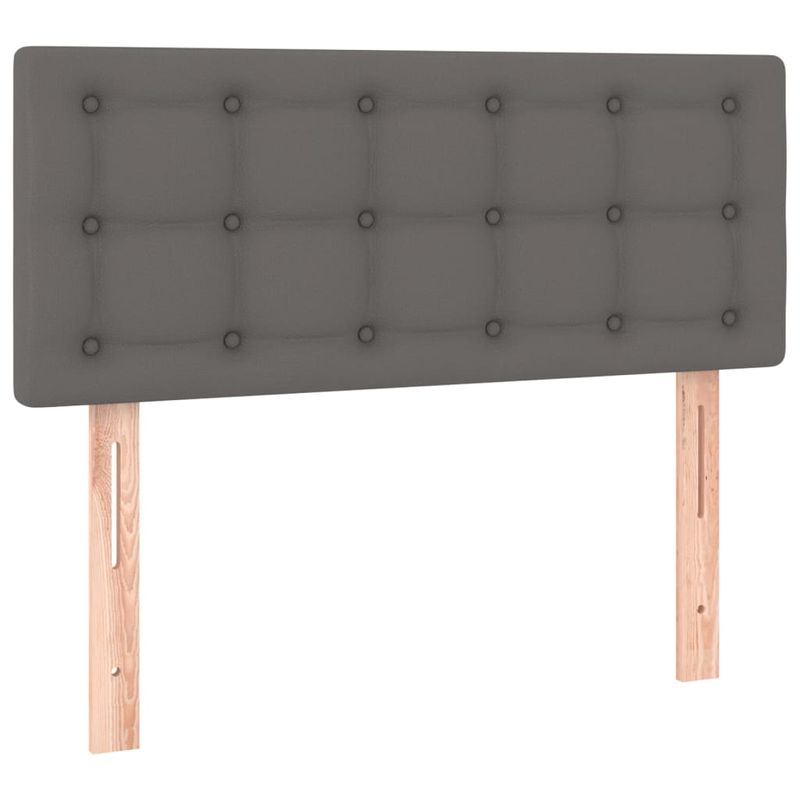 Casa si Gradina - Mobilier - Paturi si accesorii - Paturi - Pat box spring cu saltea, gri, 80x200 cm, piele ecologica - Infinity.ro