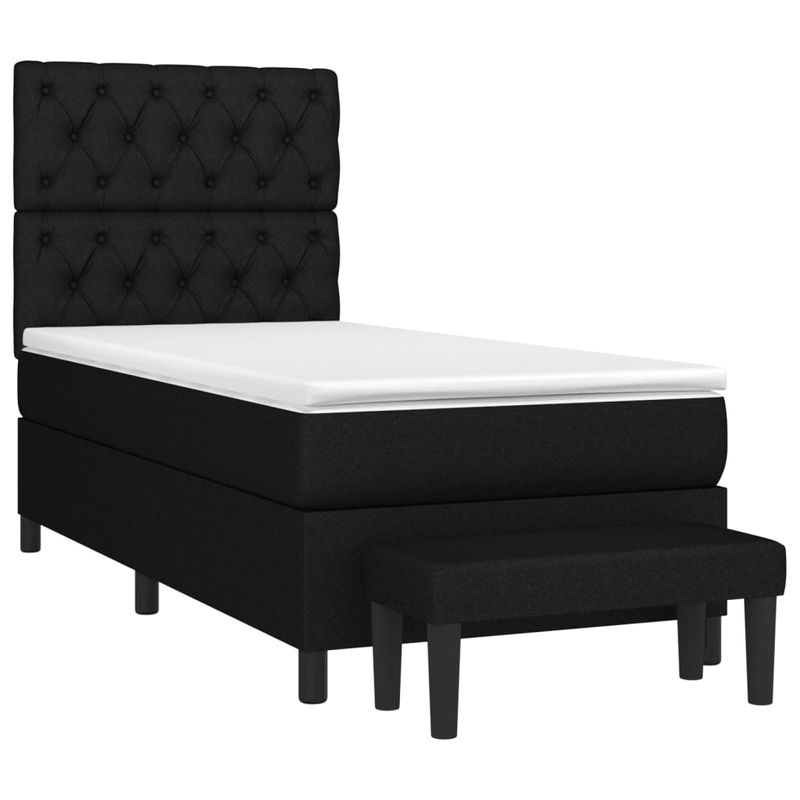 Casa si Gradina - Mobilier - Paturi si accesorii - Paturi - Pat box spring cu saltea, negru, 80x200 cm, textil - Infinity.ro