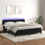 Casa si Gradina - Mobilier - Paturi si accesorii - Paturi - Pat cu arcuri, saltea si LED, negru, 160x200 cm, catifea - Infinity.ro