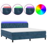 Casa si Gradina - Mobilier - Paturi si accesorii - Paturi - Pat cu arcuri, saltea si LED, bleumarin, 160x200 cm, catifea - Infinity.ro