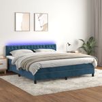 Casa si Gradina - Mobilier - Paturi si accesorii - Paturi - Pat cu arcuri, saltea si LED, bleumarin, 160x200 cm, catifea - Infinity.ro