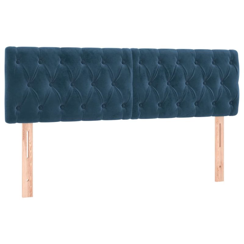 Casa si Gradina - Mobilier - Paturi si accesorii - Paturi - Pat cu arcuri, saltea si LED, bleumarin, 160x200 cm, catifea - Infinity.ro