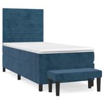Casa si Gradina - Mobilier - Paturi si accesorii - Paturi - Pat box spring cu saltea, albastru inchis, 90x200 cm, catifea - Infinity.ro