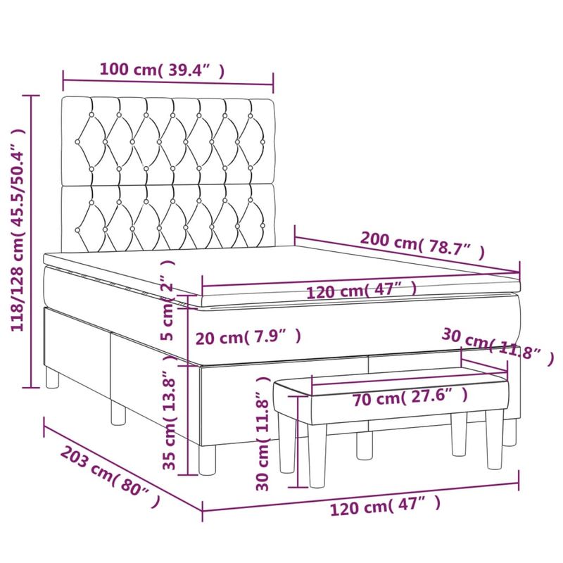Casa si Gradina - Mobilier - Paturi si accesorii - Paturi - Pat box spring cu saltea, negru, 120x200 cm, textil - Infinity.ro