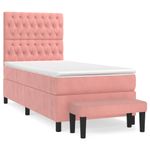 Casa si Gradina - Mobilier - Paturi si accesorii - Paturi - Pat box spring cu saltea, roz, 80x200 cm, catifea - Infinity.ro