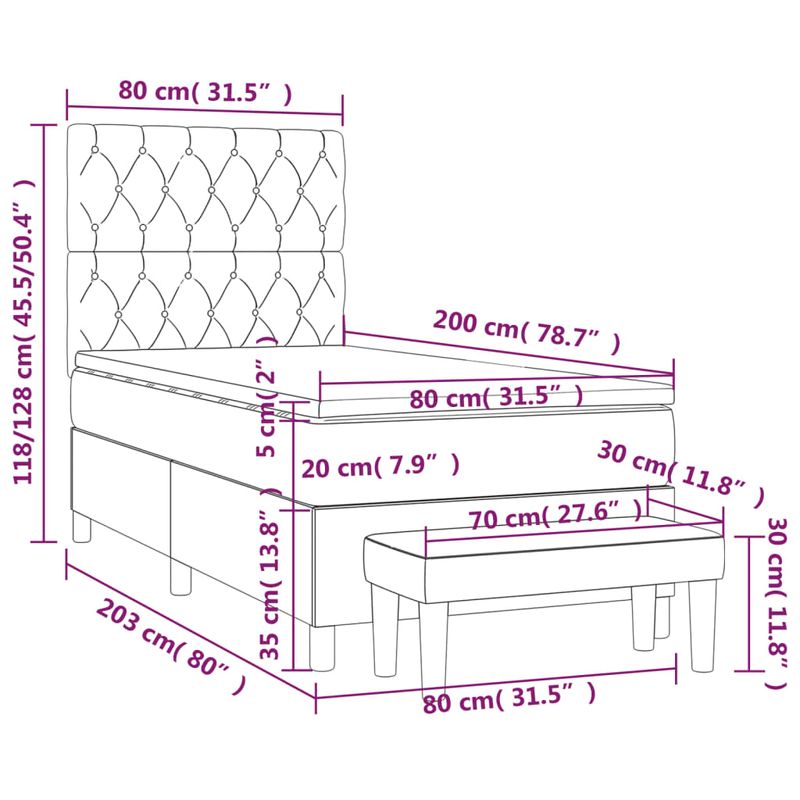 Casa si Gradina - Mobilier - Paturi si accesorii - Paturi - Pat box spring cu saltea, roz, 80x200 cm, catifea - Infinity.ro