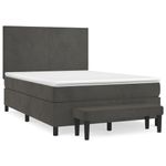 Casa si Gradina - Mobilier - Paturi si accesorii - Paturi - Pat box spring cu saltea, gri inchis, 140x190 cm, catifea - Infinity.ro