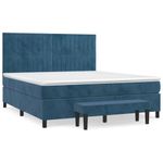 Casa si Gradina - Mobilier - Paturi si accesorii - Paturi - Pat box spring cu saltea, albastru inchis, 160x200 cm, catifea - Infinity.ro