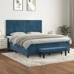 Casa si Gradina - Mobilier - Paturi si accesorii - Paturi - Pat box spring cu saltea, albastru inchis, 160x200 cm, catifea - Infinity.ro