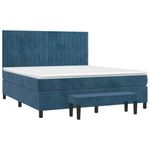 Casa si Gradina - Mobilier - Paturi si accesorii - Paturi - Pat box spring cu saltea, albastru inchis, 160x200 cm, catifea - Infinity.ro
