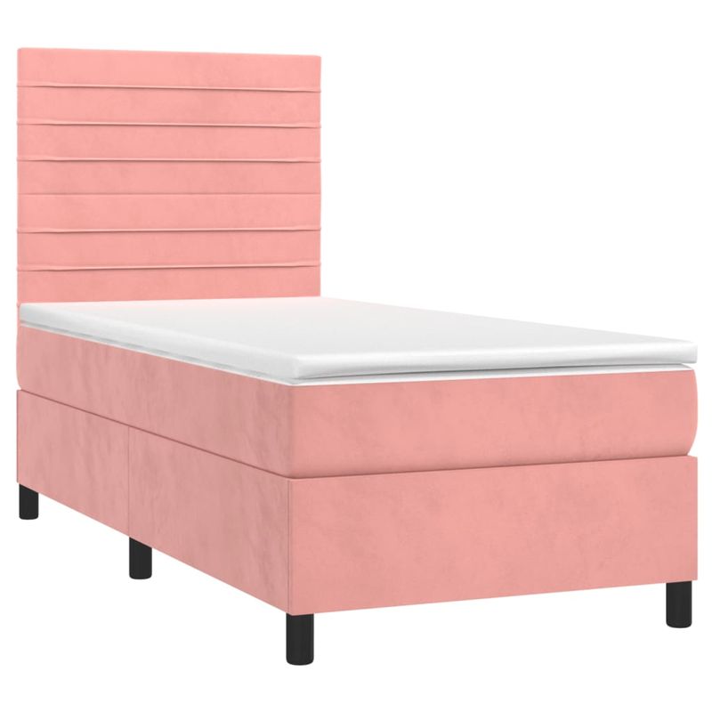 Casa si Gradina - Mobilier - Paturi si accesorii - Paturi - Pat box spring cu saltea, roz, 80x200 cm, catifea - Infinity.ro
