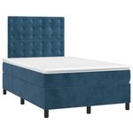 Casa si Gradina - Mobilier - Paturi si accesorii - Paturi - Pat box spring cu saltea, albastru inchis, 120x200 cm, catifea - Infinity.ro