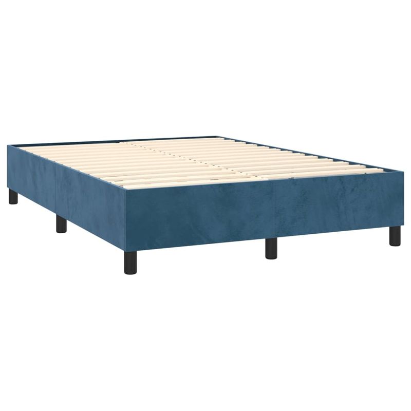 Casa si Gradina - Mobilier - Paturi si accesorii - Paturi - Pat box spring cu saltea, albastru inchis, 140x190 cm, catifea - Infinity.ro