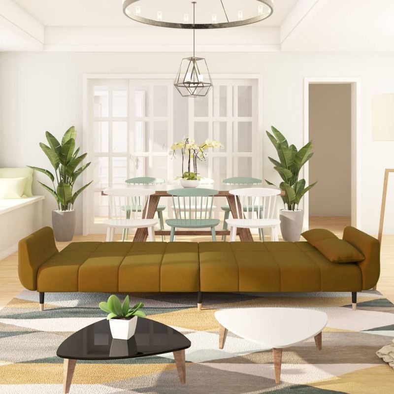 Casa si Gradina - Mobilier - Canapele si coltare - Canapele - Canapea extensibila cu 2 locuri, 2 perne, maro, catifea - Infinity.ro