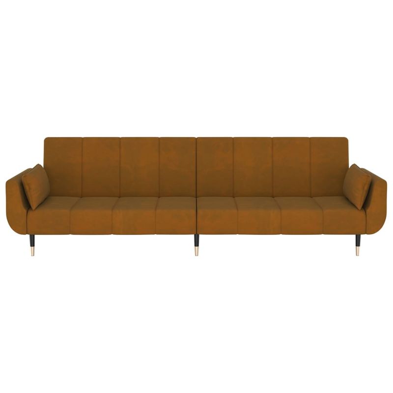 Casa si Gradina - Mobilier - Canapele si coltare - Canapele - Canapea extensibila cu 2 locuri, 2 perne, maro, catifea - Infinity.ro
