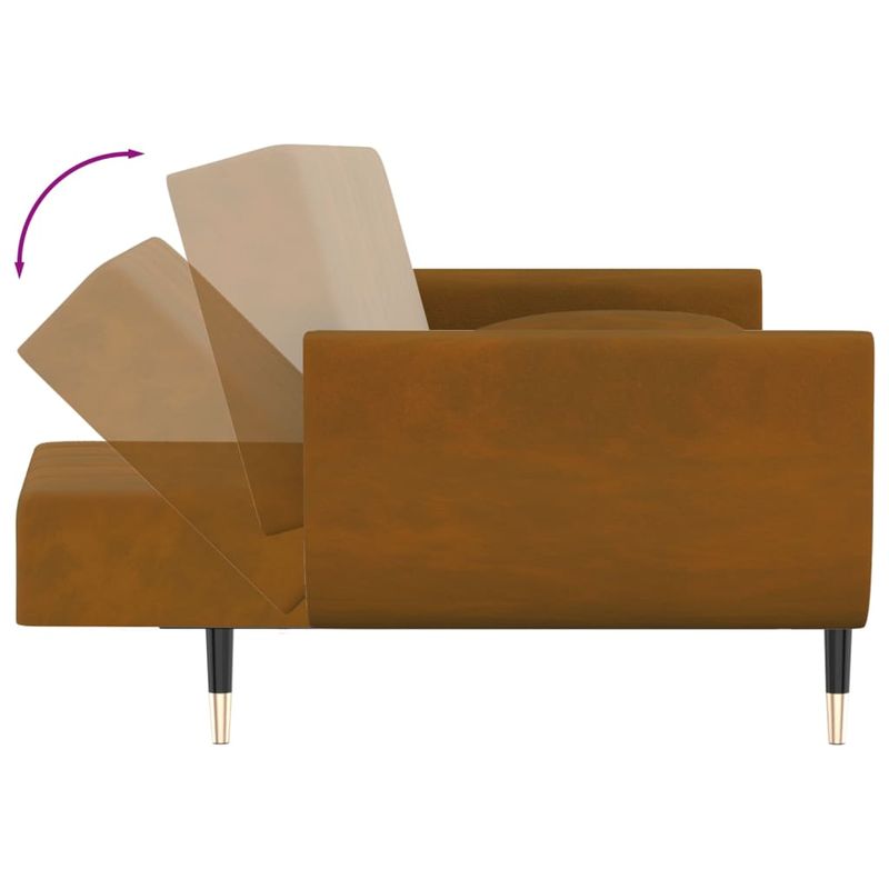 Casa si Gradina - Mobilier - Canapele si coltare - Canapele - Canapea extensibila cu 2 locuri, 2 perne, maro, catifea - Infinity.ro