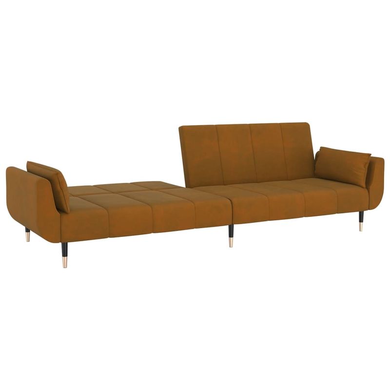 Casa si Gradina - Mobilier - Canapele si coltare - Canapele - Canapea extensibila cu 2 locuri, 2 perne, maro, catifea - Infinity.ro
