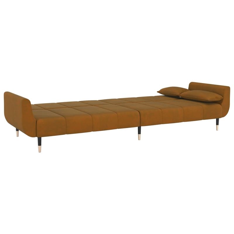 Casa si Gradina - Mobilier - Canapele si coltare - Canapele - Canapea extensibila cu 2 locuri, 2 perne, maro, catifea - Infinity.ro
