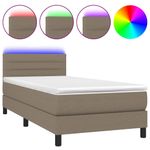Casa si Gradina - Mobilier - Paturi si accesorii - Paturi - Pat cu arcuri, saltea si LED, gri taupe, 90x190 cm, textil - Infinity.ro