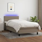 Casa si Gradina - Mobilier - Paturi si accesorii - Paturi - Pat cu arcuri, saltea si LED, gri taupe, 90x190 cm, textil - Infinity.ro