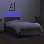 Casa si Gradina - Mobilier - Paturi si accesorii - Paturi - Pat cu arcuri, saltea si LED, gri taupe, 90x190 cm, textil - Infinity.ro