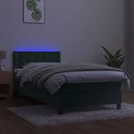 Casa si Gradina - Mobilier - Paturi si accesorii - Paturi - Pat cu arcuri, saltea si LED, verde, 90x200 cm, catifea - Infinity.ro