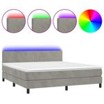 Casa si Gradina - Mobilier - Paturi si accesorii - Paturi - Pat cu arcuri, saltea si LED, gri deschis, 160x200 cm, catifea - Infinity.ro
