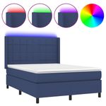 Casa si Gradina - Mobilier - Paturi si accesorii - Paturi - Pat cu arcuri, saltea si LED, albastru, 140x200 cm, textil - Infinity.ro
