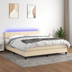 Casa si Gradina - Mobilier - Paturi si accesorii - Paturi - Pat cu arcuri, saltea si LED, crem, 160x200 cm, textil - Infinity.ro