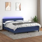 Casa si Gradina - Mobilier - Paturi si accesorii - Paturi - Pat cu arcuri, saltea si LED, albastru, 160x200 cm, textil - Infinity.ro