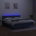 Casa si Gradina - Mobilier - Paturi si accesorii - Paturi - Pat cu arcuri, saltea si LED, albastru, 160x200 cm, textil - Infinity.ro