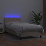 Casa si Gradina - Mobilier - Paturi si accesorii - Paturi - Pat cu arcuri, cu saltea si LED cappuccino 100x200 cm piele eco - Infinity.ro