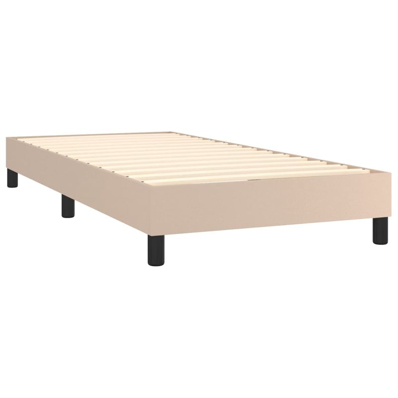 Casa si Gradina - Mobilier - Paturi si accesorii - Paturi - Pat cu arcuri, cu saltea si LED cappuccino 100x200 cm piele eco - Infinity.ro