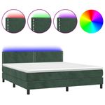 Casa si Gradina - Mobilier - Paturi si accesorii - Paturi - Pat cu arcuri, saltea si LED, verde inchis, 160x200 cm, catifea - Infinity.ro